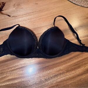 La SENZA Black Lace-Trim Push-Up Bra